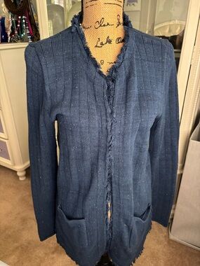 Cabi Duchess Tunic Cardigan Navy Hook closures. M